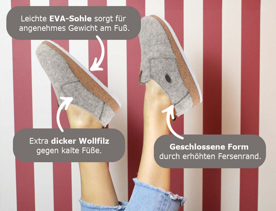 Tuffeln Hauszeit Filzslipper mit Korkfußbett